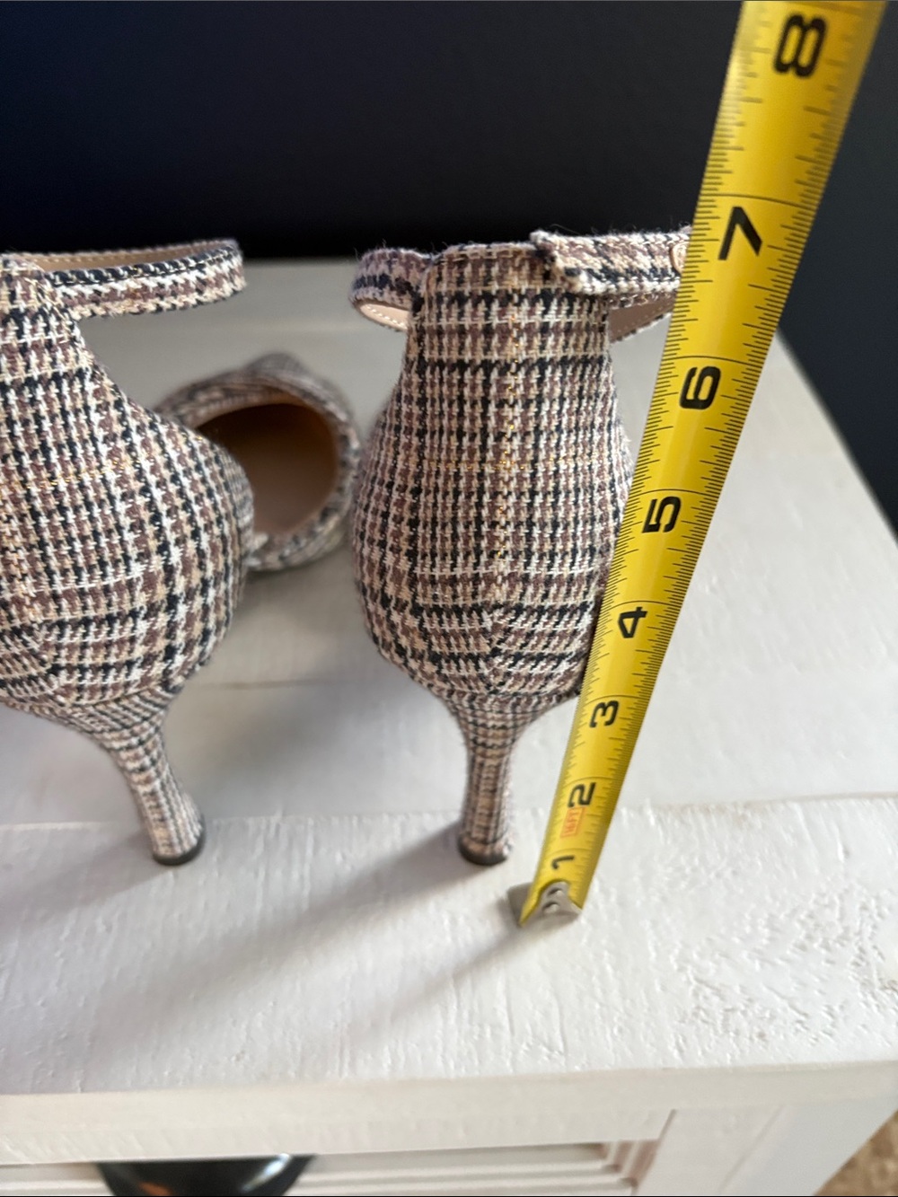 Kelly & Katie Tweed Pointed-Toe Ankle Strap Heels in Beige - Picture 5 of 5